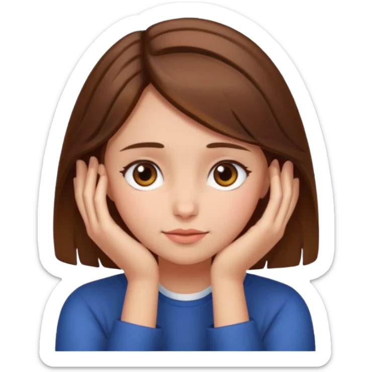 Head in hands brown hair girl sticker