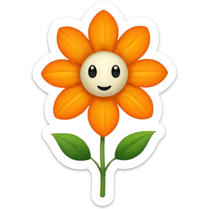 Green stem, white bud with black cartoony face: ;p. And six heart shaped yellowish orange petals sticker