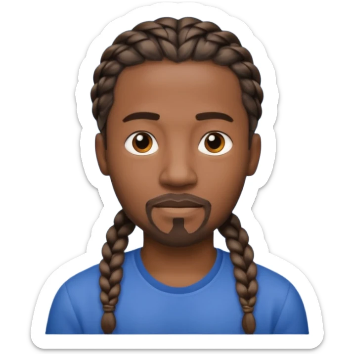 Hazme un emoji de un hombre negro con trenzas y una pequeña perilla sin bigote sticker