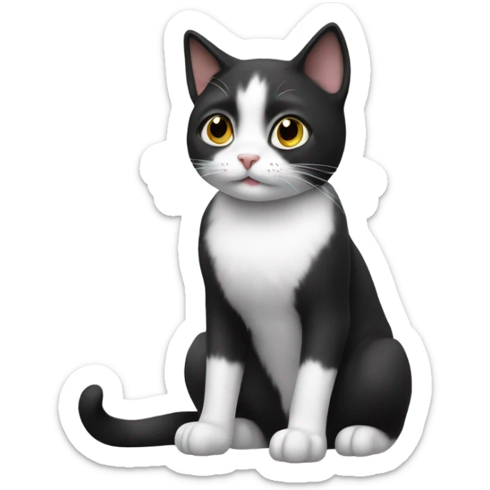 A black and white cat sticker