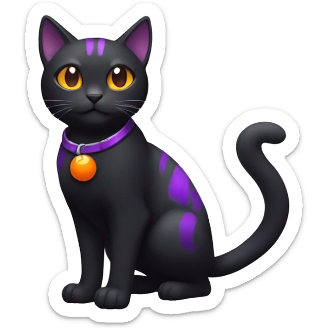 Cool Black Cat-Pokémon with orange belly and purple markings Full Body sticker