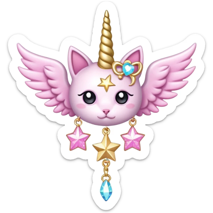 Kawaii decora cutecore starlight staff with wings and cute unicorn cat charms sticker