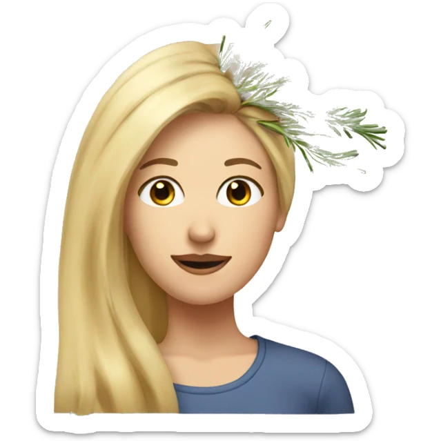 woman with blond Hair growing rosemary out of her head sticker