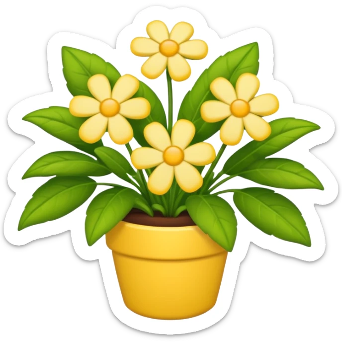 Vibranium shrub  in emoji format. I bunch of yellow whitish flowers with green leaves behind. Minimalistic. sticker