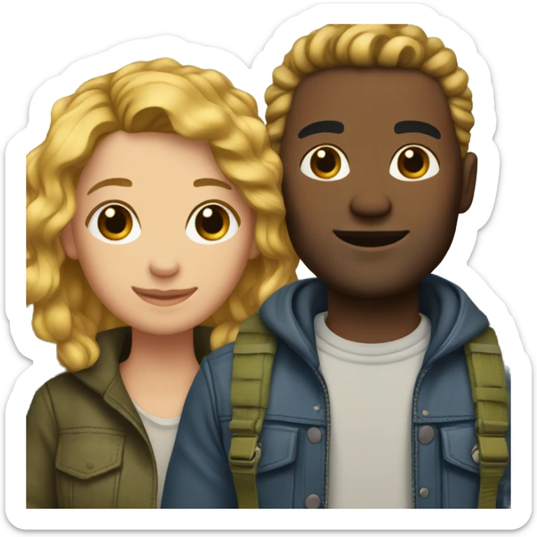 outdoor couple with men who style girl’s Hair  sticker