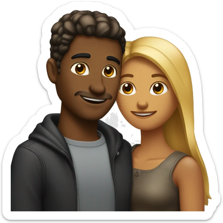 Deux âme sœur qui s'embrassent homme et femme noir  sticker