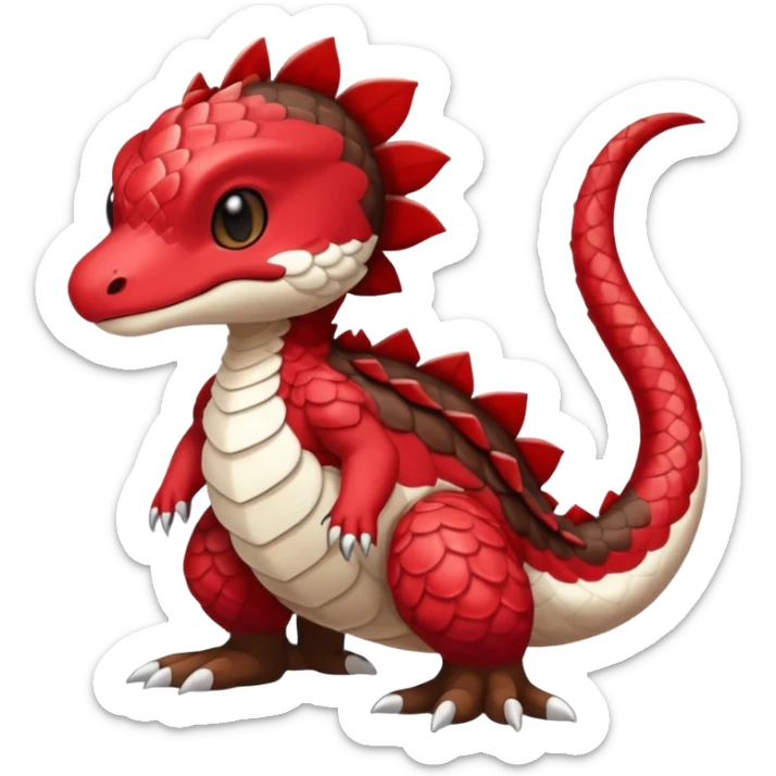 Cute cool scaley white red dark-brown animal hybrid Fakemon full body sticker