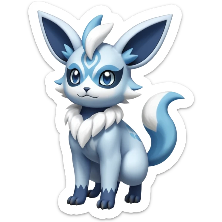 Meowstic-Absol-Minccino-Glaceon-Pokémon-Fakémon-hybrid-creature (full body) sticker
