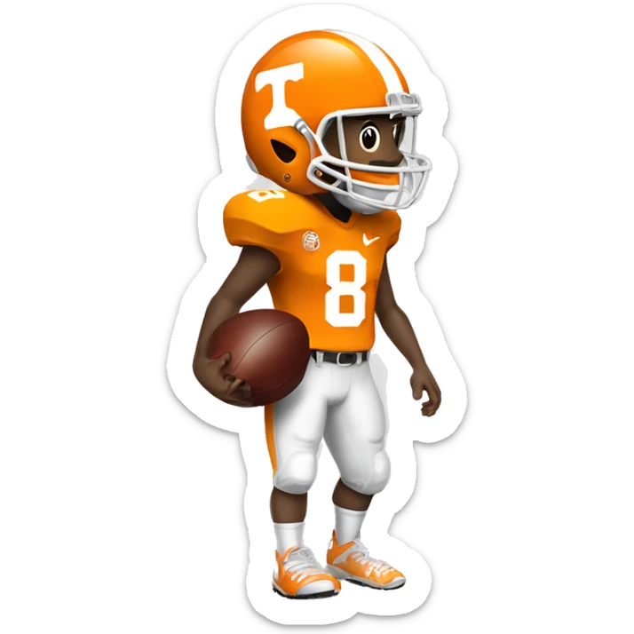 Tennessee volunteers football player with number eight on jersey holding football sticker