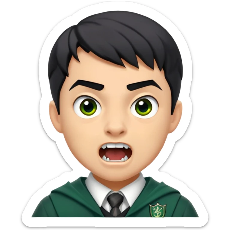 Jamie Yeates is Marcus Flint in harry potter, wear hogwarts slytherin uniform, short black hair, bulky face, often grimacing and showing buck teeth growl menacingly sticker