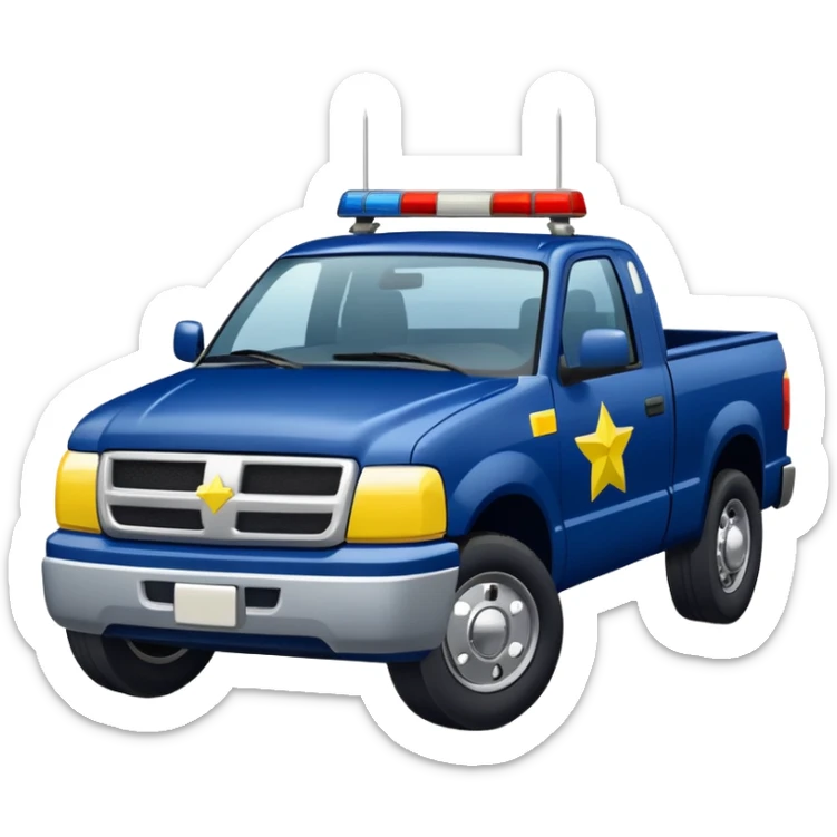 Police Pickup Truck with Body Color Is Navy, White And Lemon Yellow With number Is 02 With sticker