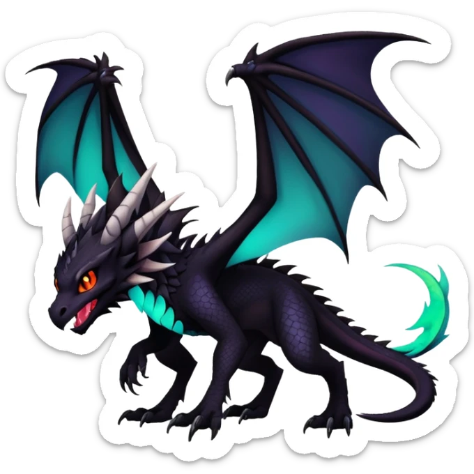 Gothic Badass Edgy Dark Mysterious Mystical Dragon-Beast-Trico-Noivern-Fursona sticker