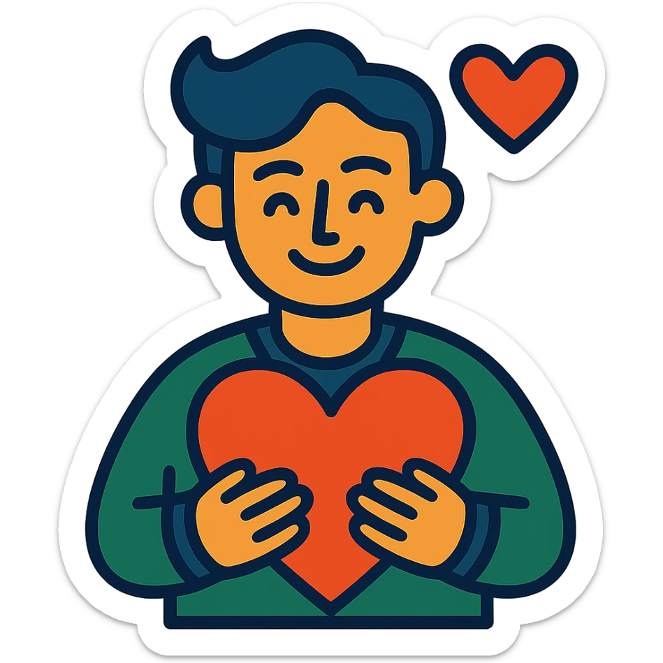 a lover with a heart sticker