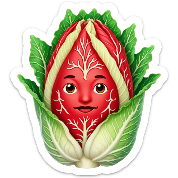 red spicy napa cabbage fully covered in red chili seasoning vibrant bold no face sticker