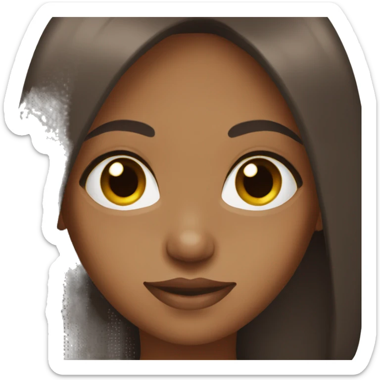 a brown girl with dark brown straight hair round eyes sticker