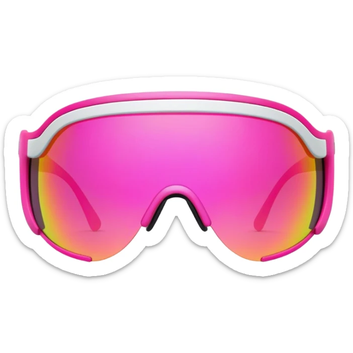 sporty pink shield visor sunglasses with neon pink one-piece lens, athletic futuristic design sticker