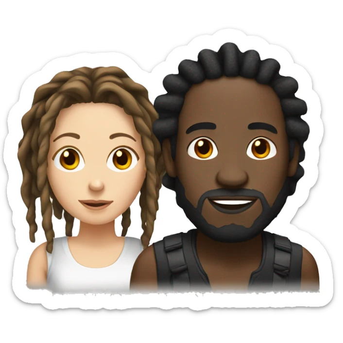 black man with dreads with white woman with dark brown hair  sticker