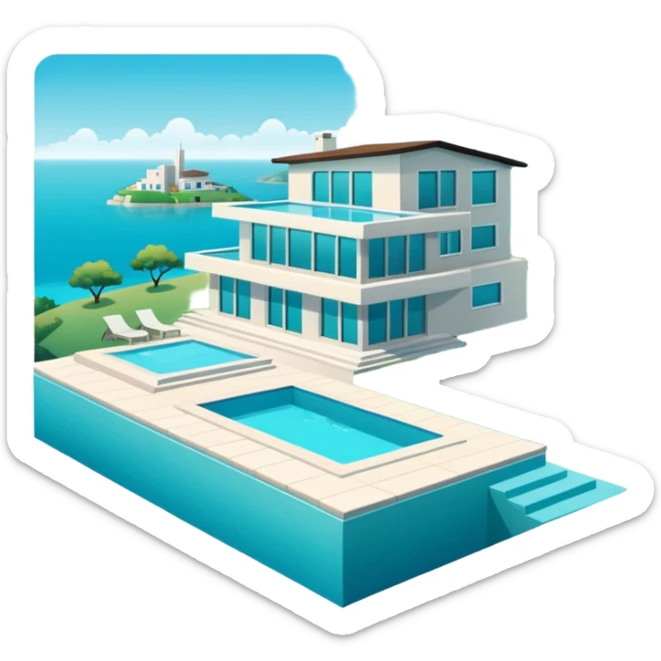 modern house on the hill, with a pool ON THE HILL WITH VIEW OF THE CITY sticker