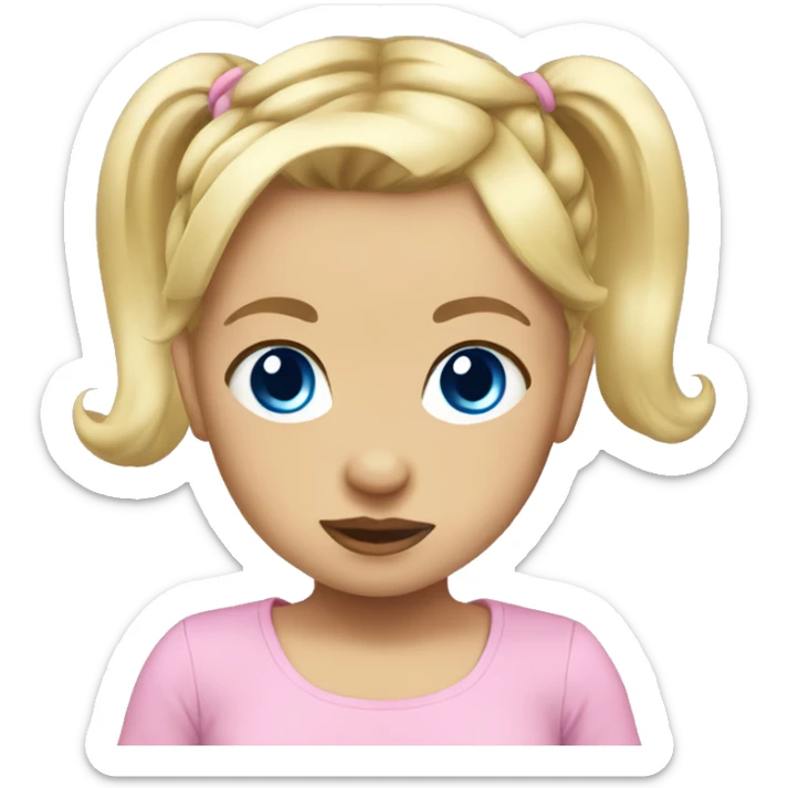 BLONDE HAIR BLUE EYE BABY GIRL WITH PONYTAILS sticker