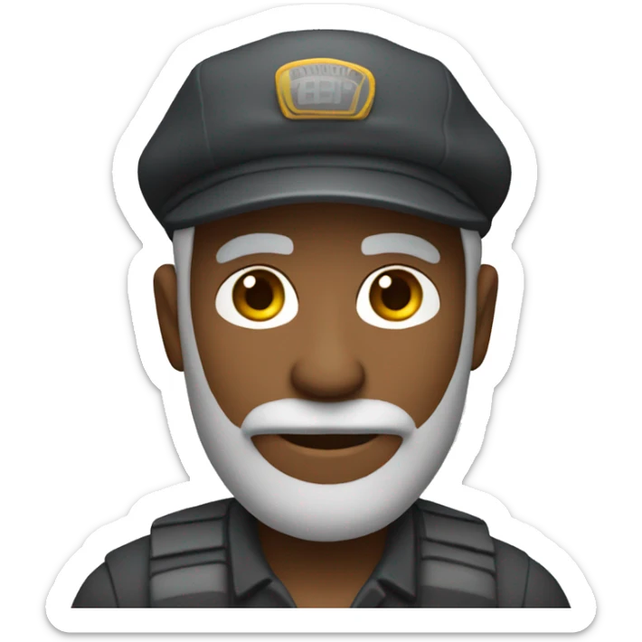 create an emoji of a dark-skinned man taxi driver, with a gray beard and no mustache and wearing a beret. sticker