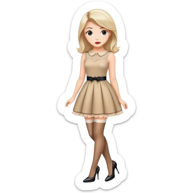 Girl in a cute stylish dress wearing stockings and high heels sticker