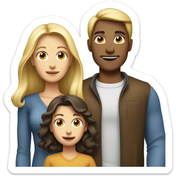 A family of four with a skinny brunette man, a blonde long haired woman, a 6 year old slim boy and a 2 year old chunky brunette boy sticker