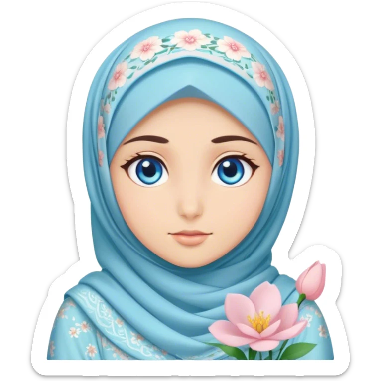Turkish beautiful finish Konya girl blue eyes with hijab and blooming dress sticker