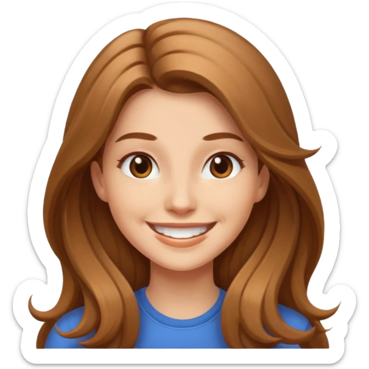 smiling energetic woman with long light brown hair and fair skin sticker