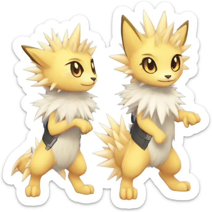 Anthro Scalie Spiky Cool Edgy Magical Shiny Colorful Pastel Sparkle Kemono-style Chibi Fantasy-Animal-Fakémon-Pokémon-Hybrid Fur Sona Aesthetic Full Body sticker