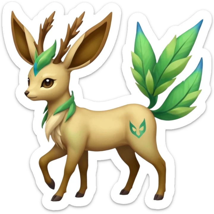 Sawsbuck-Leafeon-Helioptile-Amaura-Virizion-fusion (full body) sticker