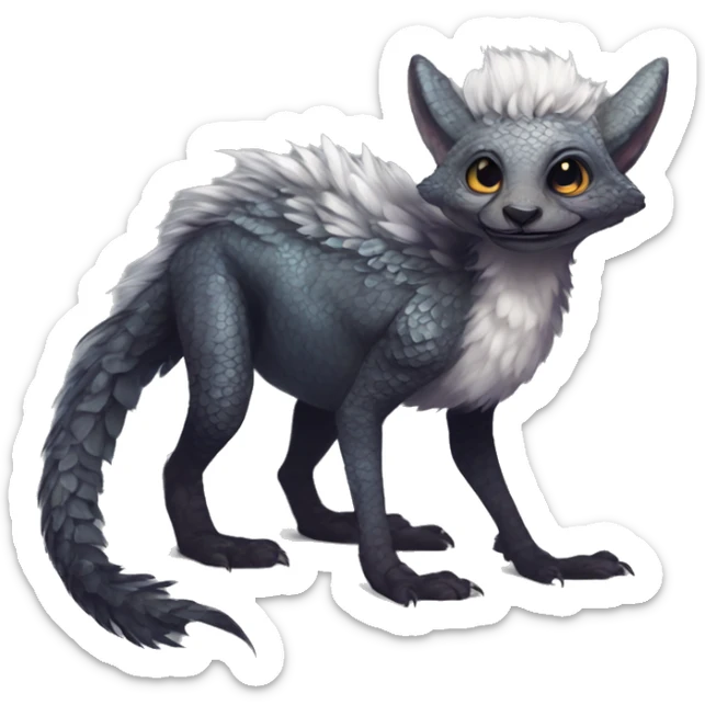  Scaly Cute Edgy Realistic Rare Fantasy Fluffy Slim Vernid-Trico-Melprin-species by LiLaiRa, by Falvie, full body sticker