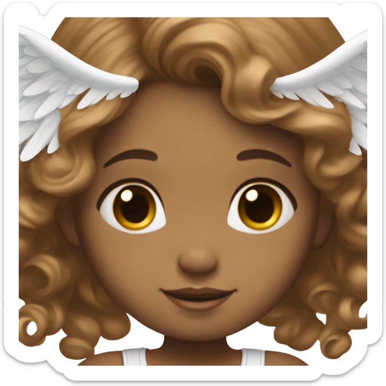 two white girl babies with brown hair wearing a halo and angel wings sticker