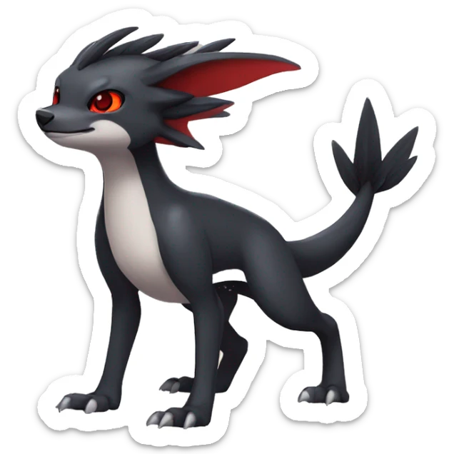 Cute cool black red nargacuga animal hybrid Fakemon full body sticker