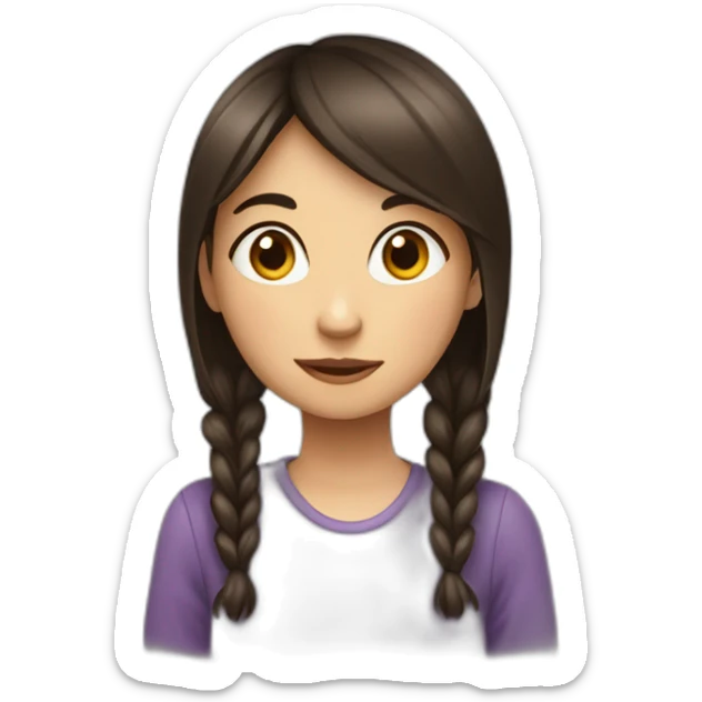 A shy brunette girl with a lot of heart sticker