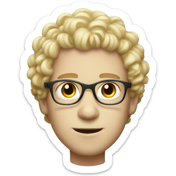 male with eye glass blonde curly hair white skin blue eyes sticker