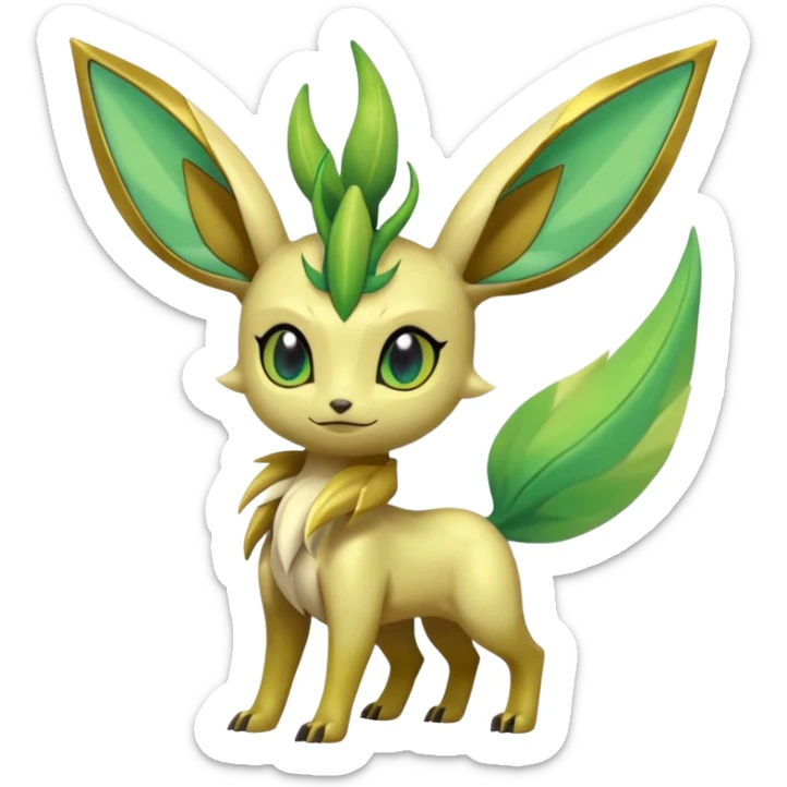 Shiny Aural Leafeon-Keldeon-Celebi-Helioptile-Heliolisk-Fakémon-fusion (full body) sticker