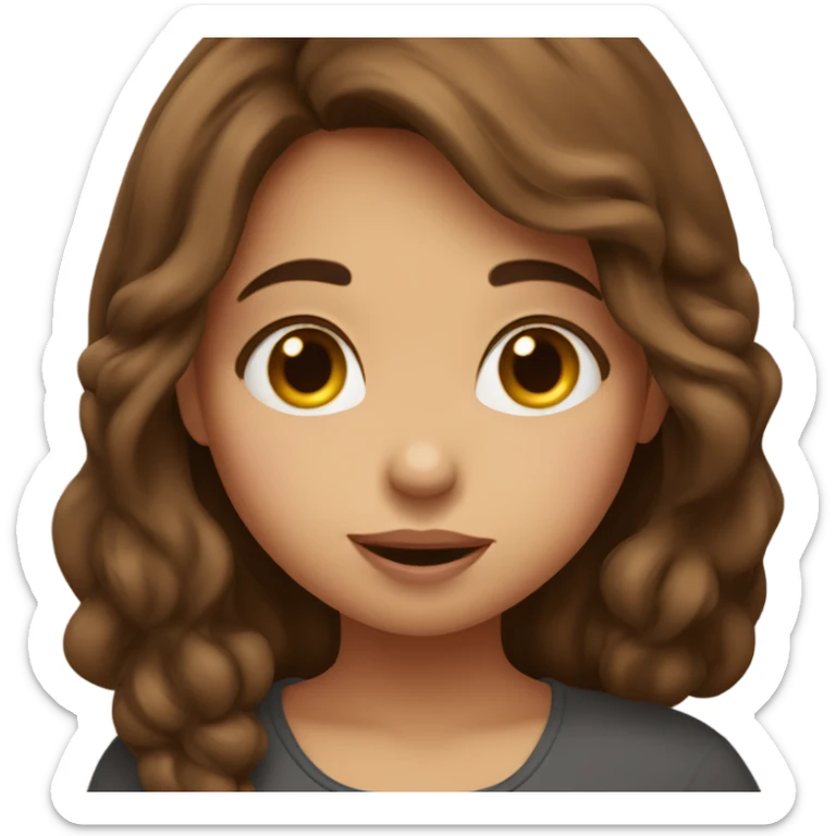 A girl with brown hair saying I love you too! And blowing a kiss sticker