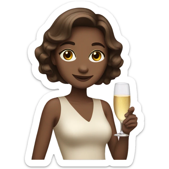 Girl with brown hair and brown eyes drink champagne  sticker