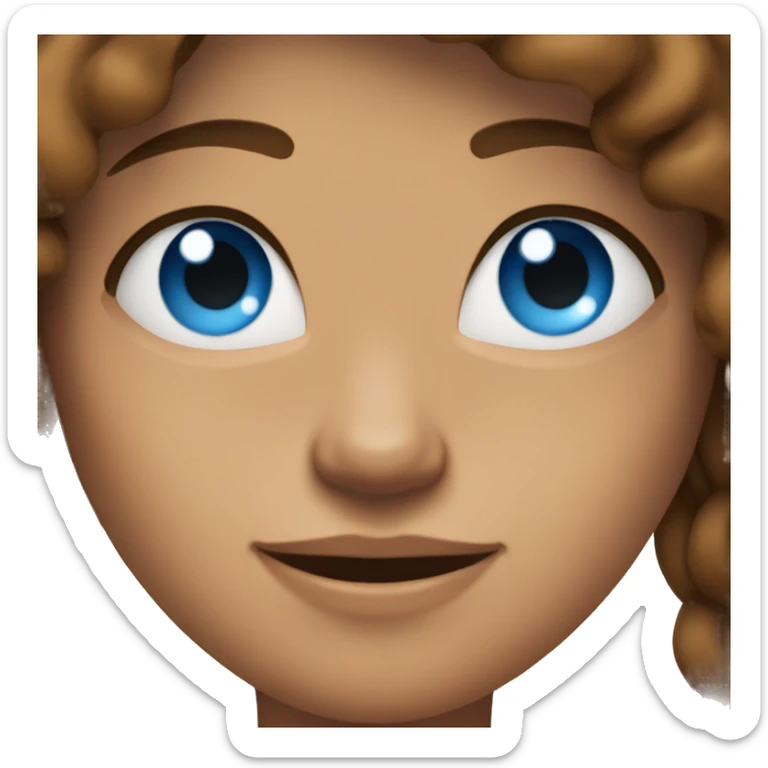 Long, brown hair; blue eyes; tan skin; freckles  sticker