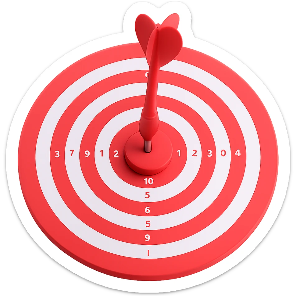 Add a dart in the bullseye of the target. Keep the style consistent with the original image and maintain the transparent background. sticker