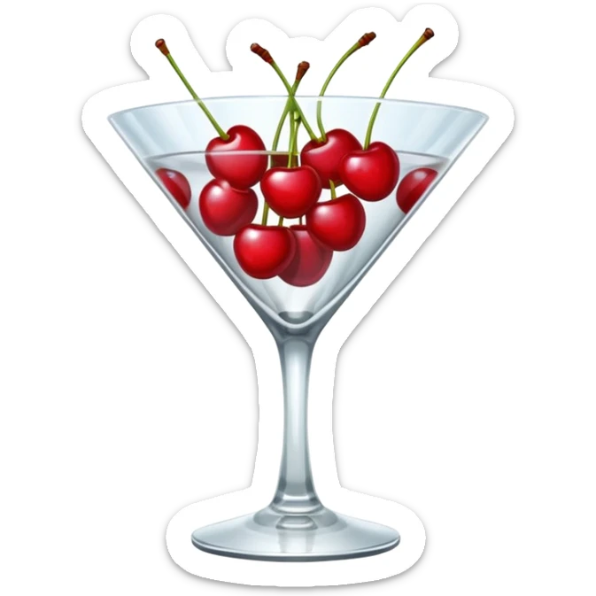 Bunch of Cherries in a martini glass, the glass does not have liquid in it sticker
