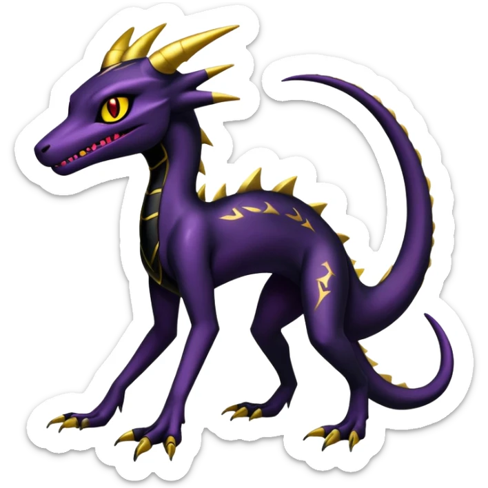 Shiny gothic Salazzle-Salandit-Umbreon-Fakémon-hybrid-creature (full body) 4 legs sticker