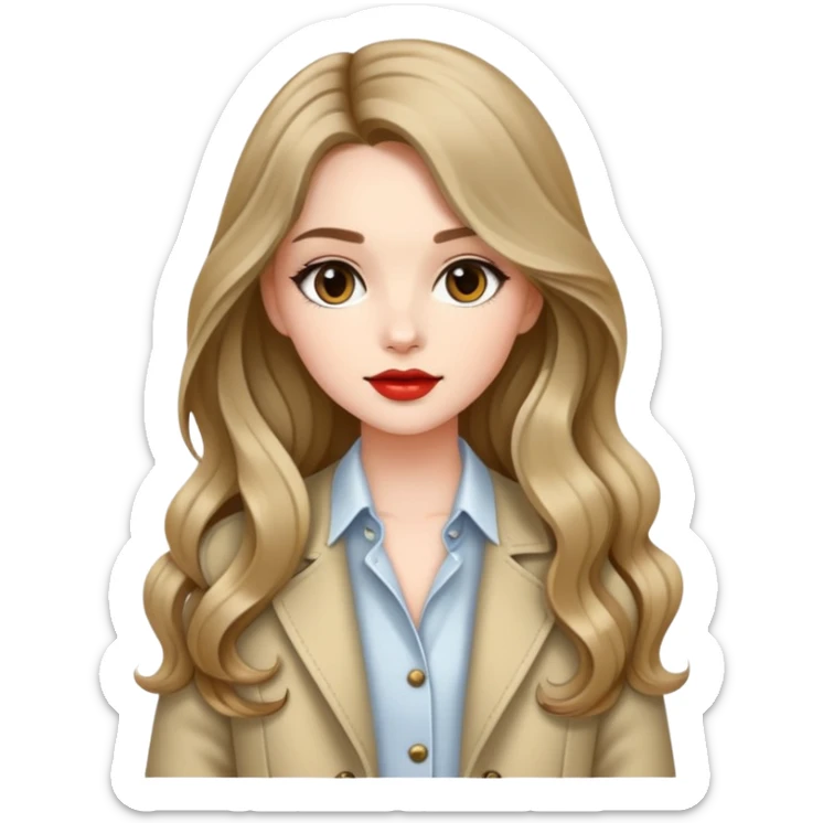 Fashionable girl with stylish outfit and long slightly wavy hair sticker