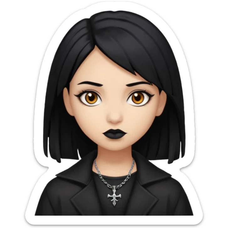 Goth girl black hair brown eyes cool lightbrown skin sticker