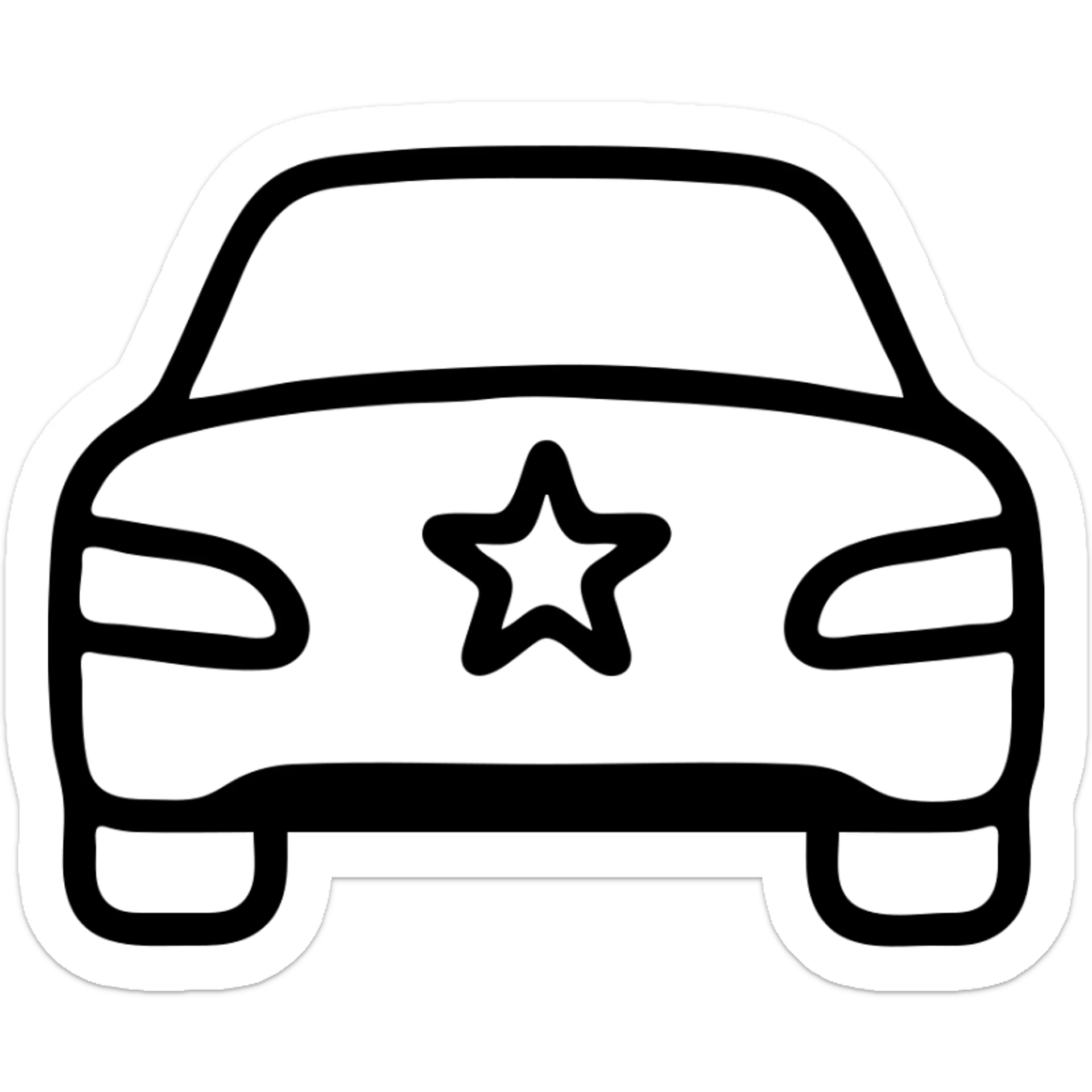 small gold star on the glossy black body of a premium car, clean lines, subtle reflections, modern and simple outlined icon sticker