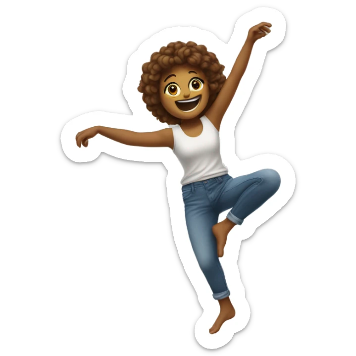 Dancing girl with arms up in a crickel and one leg up in a corner  sticker