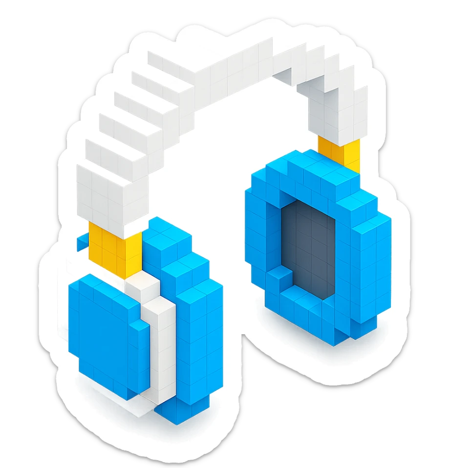 white Sony headphones with detailed ear cushions sticker