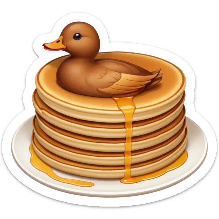 Beijing Peking Duck with crispy skin and pancakes, simplified emoji style with bold outlines and bright colors, cartoon style roasted duck sticker