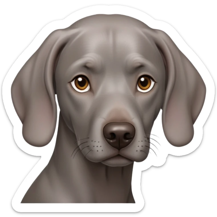 cinematic-noble-weimaraner-portrait-emoji,-poised-and-regal,-with-a-strong,-athletic-build-and-a-lustrous,-well-groomed-grey fur,-deep-set-soulful-brown-eyes,-simplified-yet-sharp-and-sophisticated-features,-highly-detailed, sticker