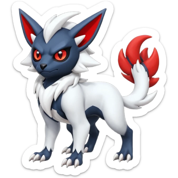 Handsome cool badass edgy Absol-Darkrai-Litten-Guilmon-Zangoose-Pokémon-Fakémon-fusion-hybrid-creature sticker